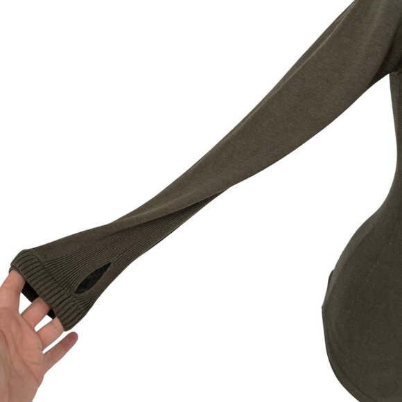 Lululemon Sit in Lotus Merino Wool Sweater Dark Olive Green Size Small - Picture 9 of 11